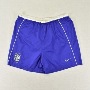 Vintage Nike Brazil Soccer Shorts Womens Blue CBF Crest National Team Athletic L